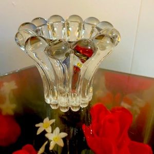 VINTAGE RIBBED BUBBLES CRYSTAL CANDLE HOLDER, MADE IN WEST GERMANY